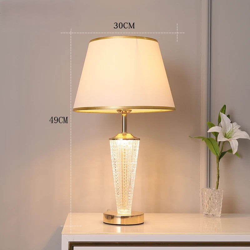 Luminous Glass Table Lamp with Soft Fabric Shade