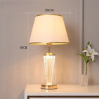 Luminous Glass Table Lamp with Soft Fabric Shade