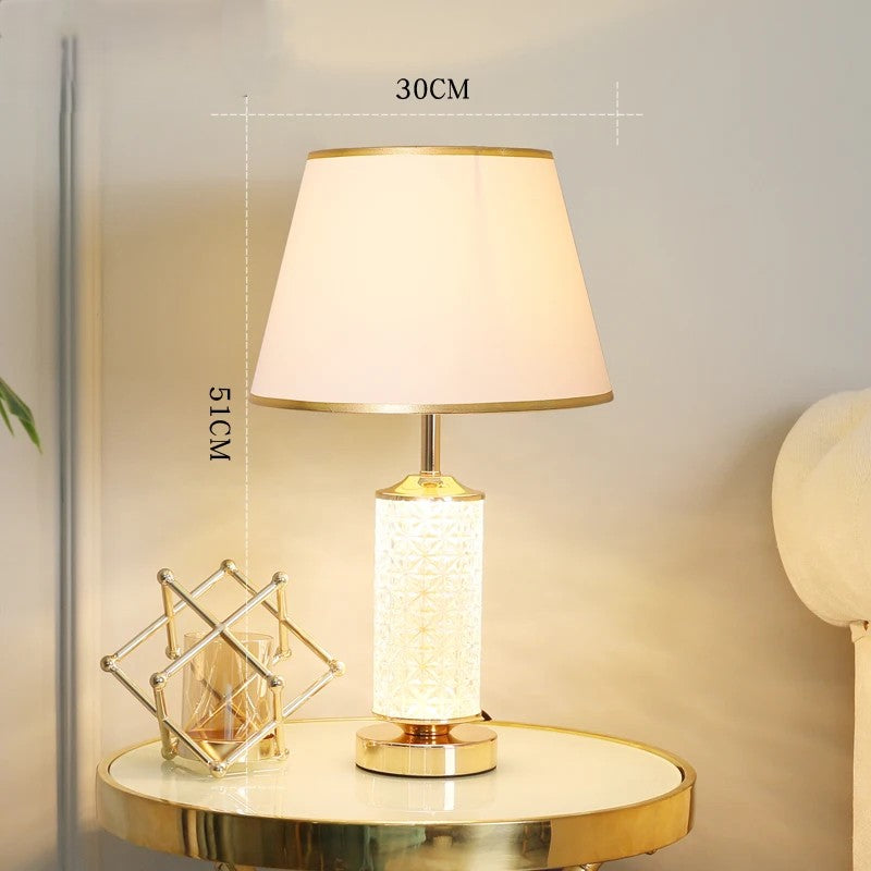 Luminous Glass Table Lamp with Soft Fabric Shade