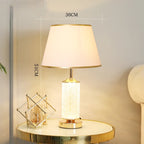 Luminous Glass Table Lamp with Soft Fabric Shade