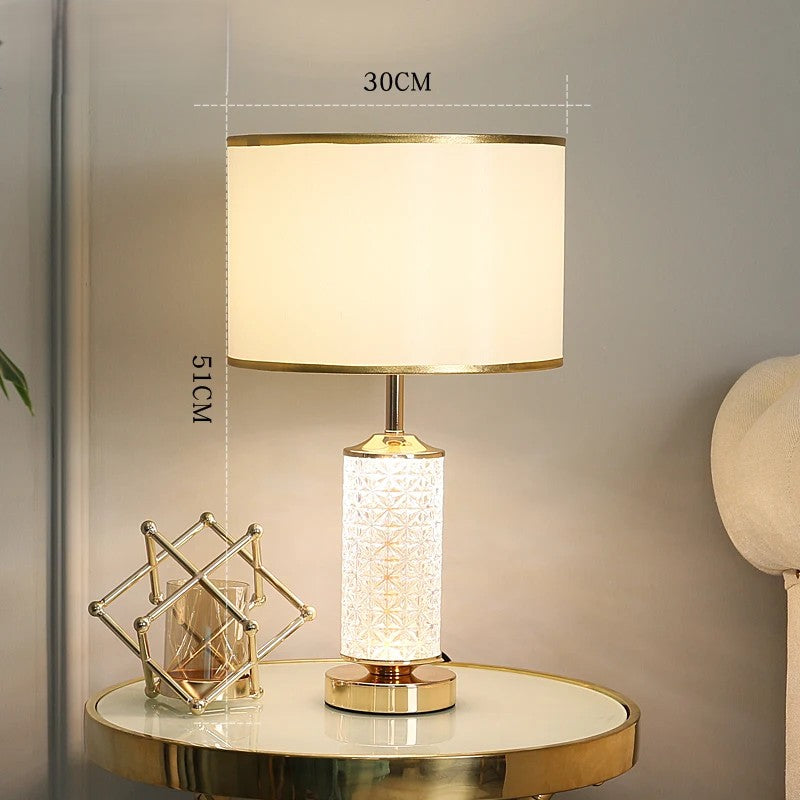 Luminous Glass Table Lamp with Soft Fabric Shade
