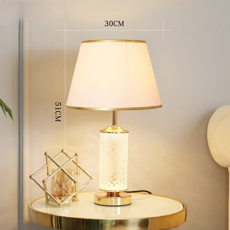Luminous Glass Table Lamp with Soft Fabric Shade
