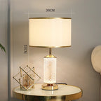 Luminous Glass Table Lamp with Soft Fabric Shade