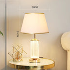 Luminous Glass Table Lamp with Soft Fabric Shade