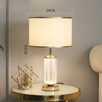 Luminous Glass Table Lamp with Soft Fabric Shade