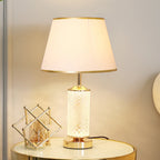 Luminous Glass Table Lamp with Soft Fabric Shade