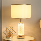Luminous Glass Table Lamp with Soft Fabric Shade