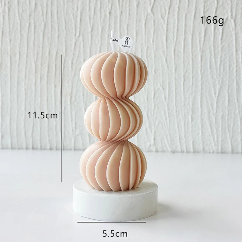 Nordic Wave Scented Candle – Elegant Striped Sphere