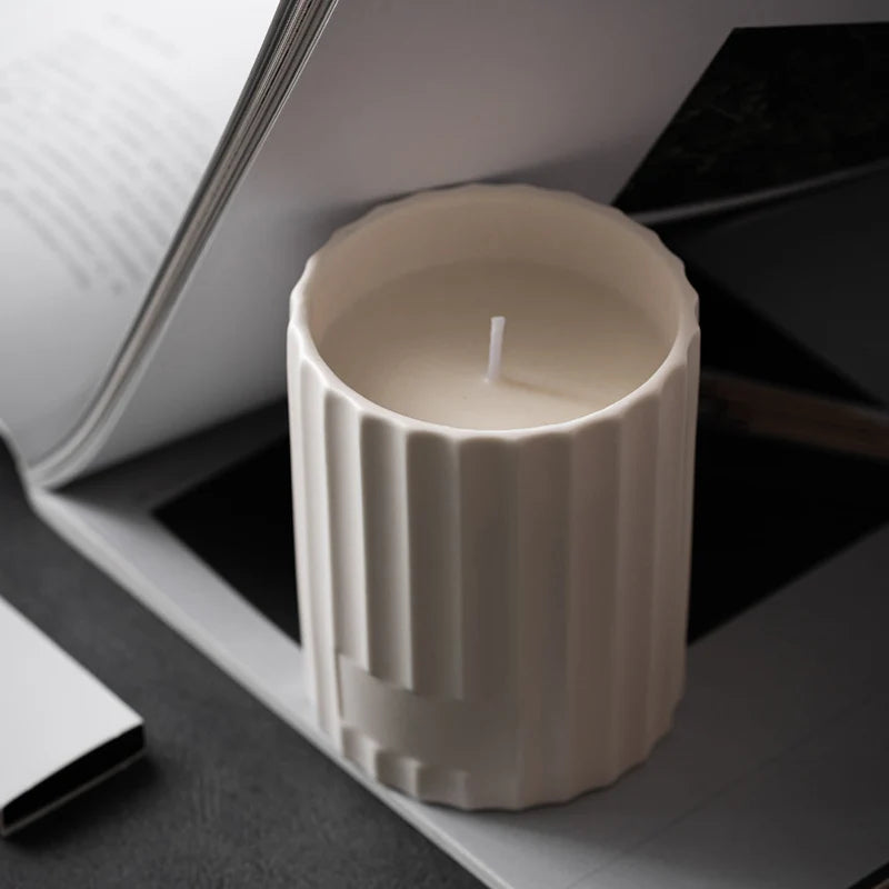 Fired Retro Ceramic Candle Jar - Minimalist Cylindrical Container for Home Décor