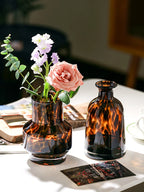 Amber Leopard Glass Vase