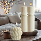 Ribbed Pillar Soy Wax Candle – Elegant Aromatherapy Accent
