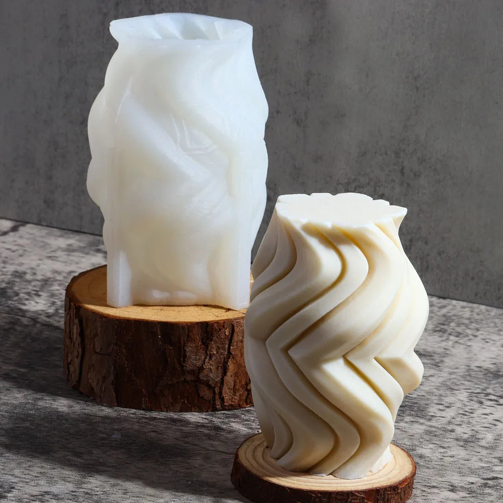 Wavy Stripe Geometric Candle Silicone Mold – DIY Cylindrical Candle