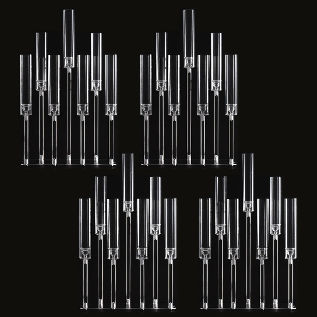 Tall 7-Arm Clear Acrylic Candelabra - Elegant Wedding & Event Candle Holders (Set of 4)