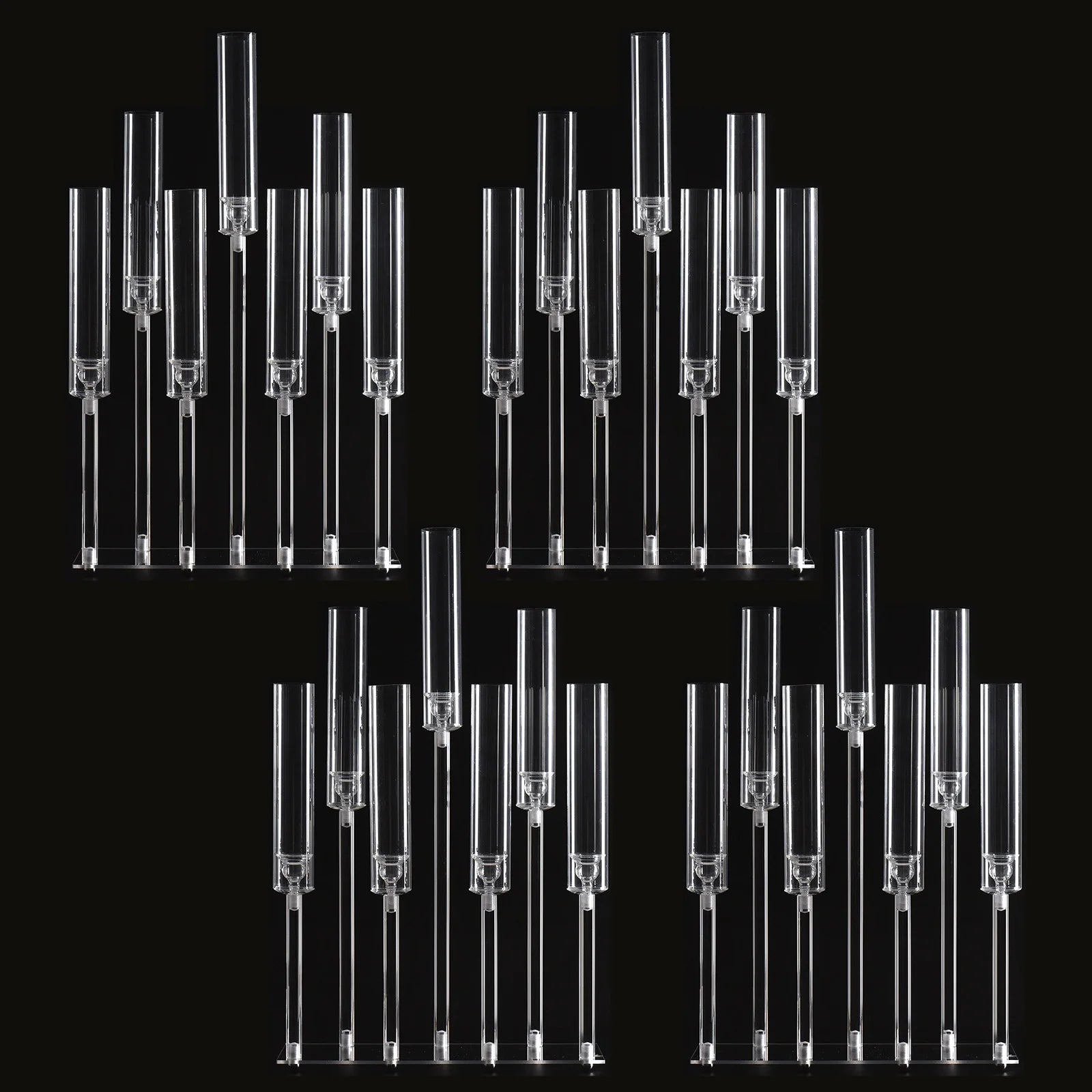 Tall 7-Arm Clear Acrylic Candelabra - Elegant Wedding & Event Candle Holders (Set of 4)