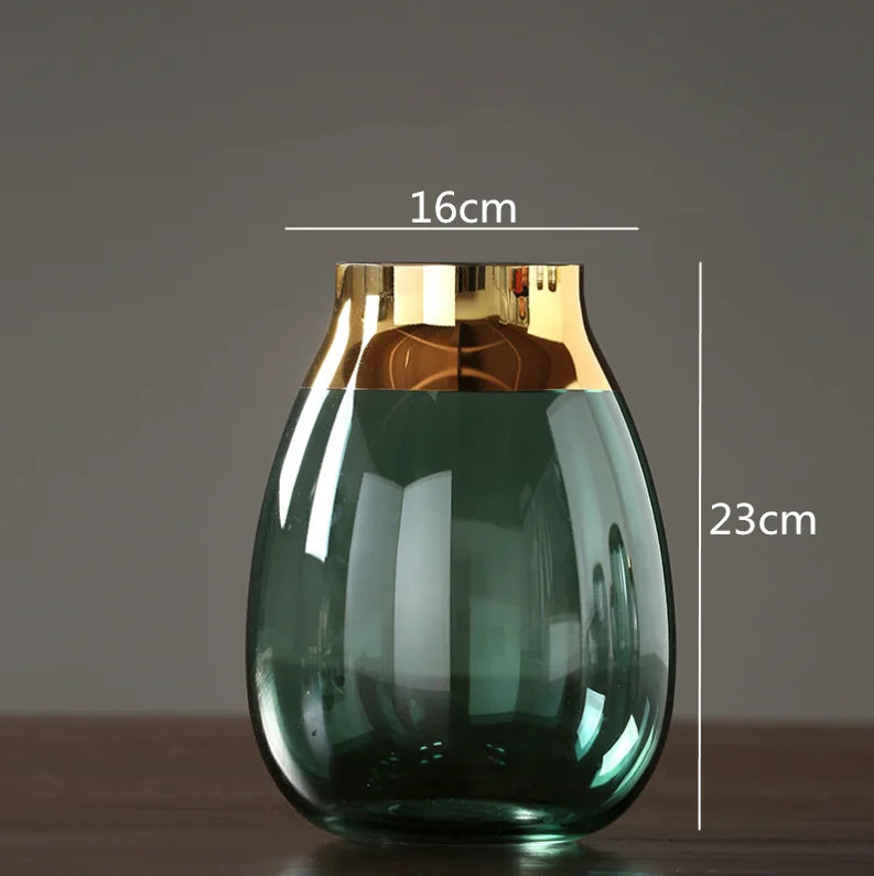 Emerald Aura Glass Vase