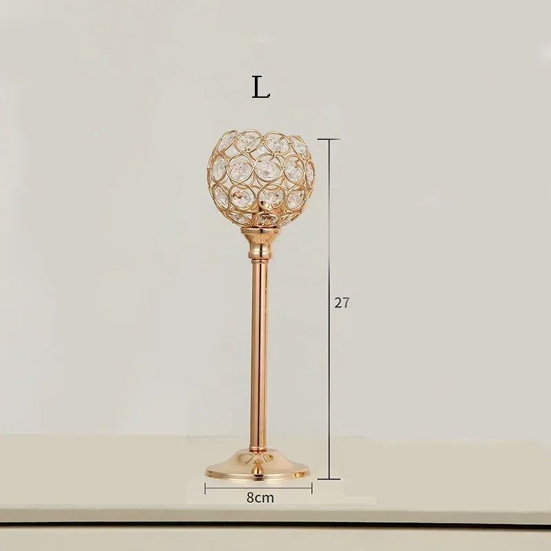 Vintage Crystal Gold Tealight Candle Holder - Elegant Decorative Candle Stand for Home & Events