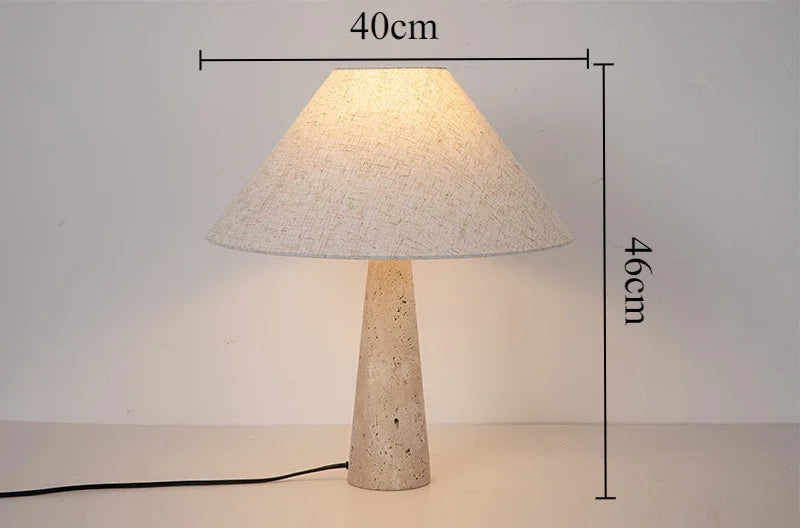 Travertine and Linen Table Lamp - Soft Nordic Light