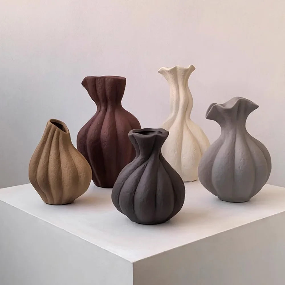 Pleated Ceramic Vase