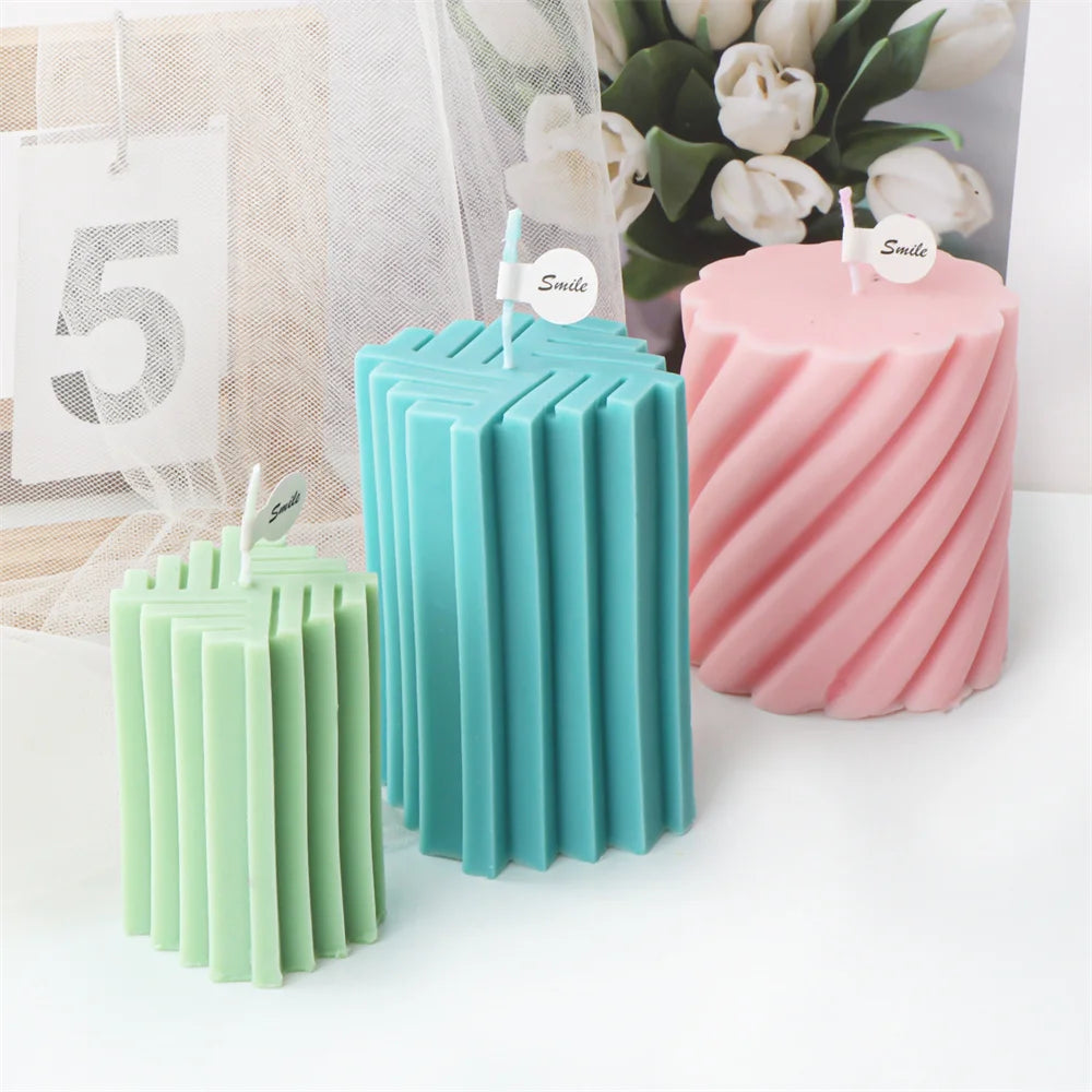 Spiral Cylinder Candle Mold – Artistic Silicone Candle Casting Tool