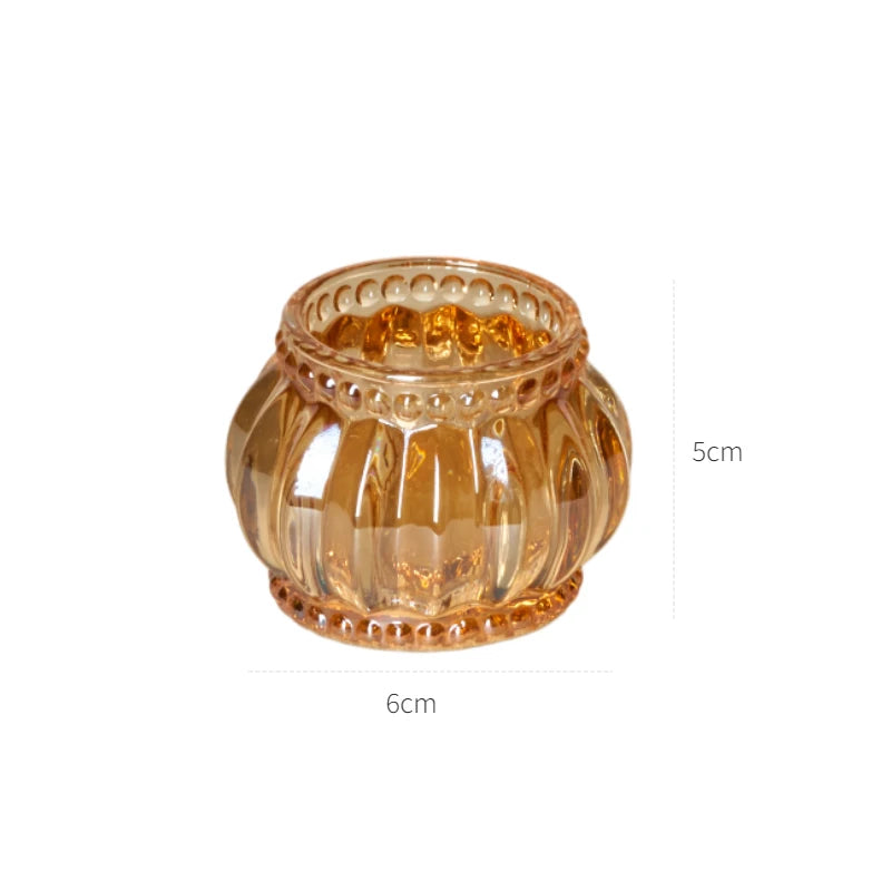 Nordic Pumpkin Glass Candle Holder - Tealight Accent for Home and Bar