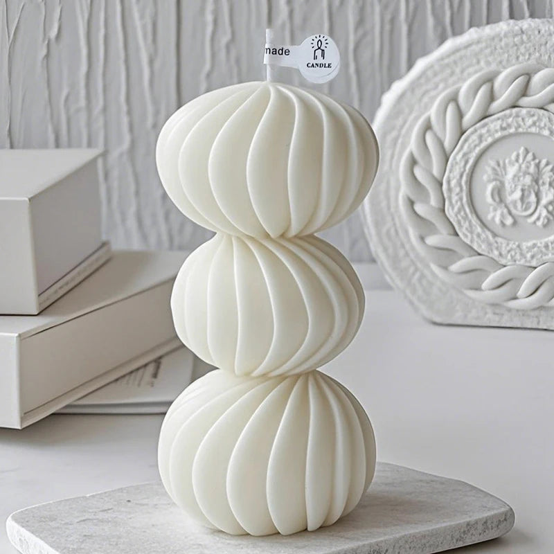 Nordic Wave Scented Candle – Elegant Striped Sphere