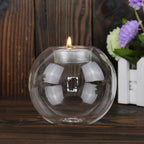 Clear Glass Tealight Candle Holder - Hollow Round Minimalist Accent