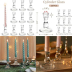 Thickened Clear Glass Taper Candle Holders - Set of 10 for Weddings and Home Décor