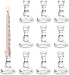 Thickened Clear Glass Taper Candle Holders - Set of 10 for Weddings and Home Décor