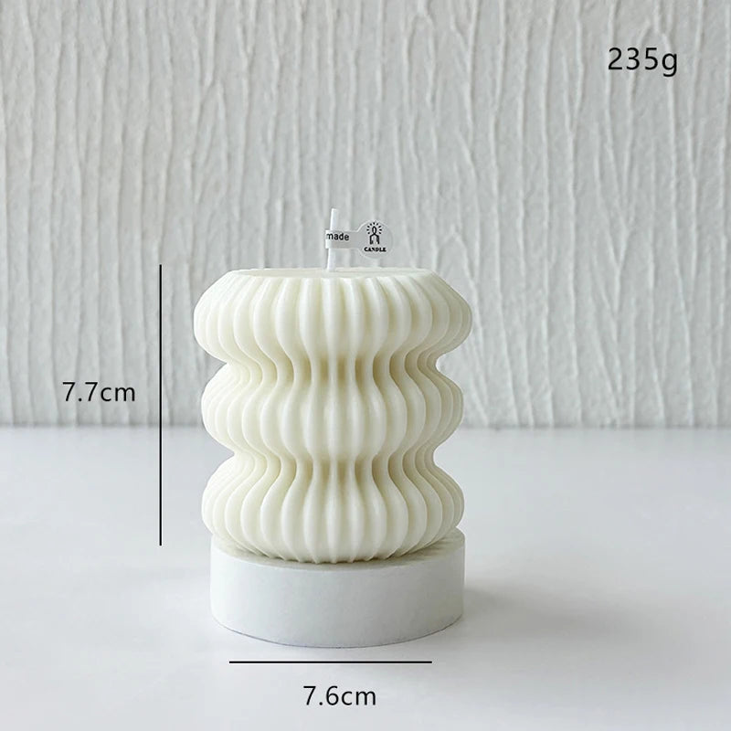 Nordic Wave Scented Candle – Elegant Striped Sphere