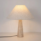 Travertine and Linen Table Lamp - Soft Nordic Light