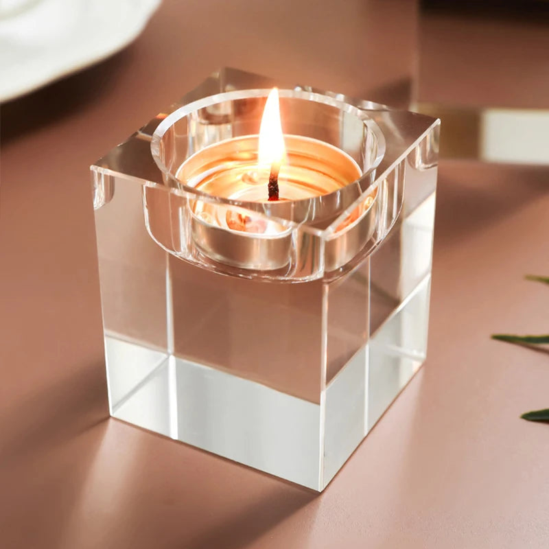 K9 Crystal Tealight Candle Holder - Romantic Modern Table Decor
