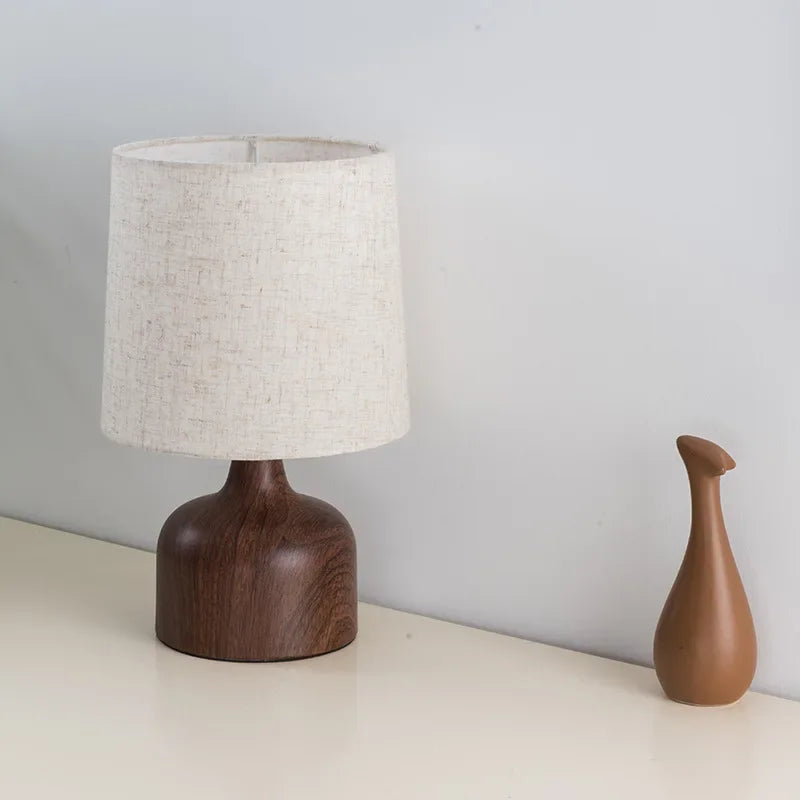 Japanese Wood-Grain Fabric Bedside Lamp