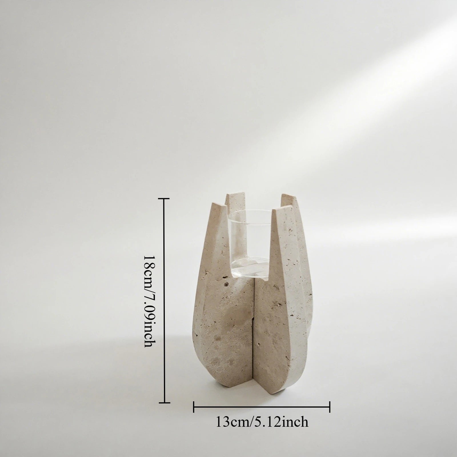 Travertine Stone U-Shaped Candle Stand - Modern Natural Elegance