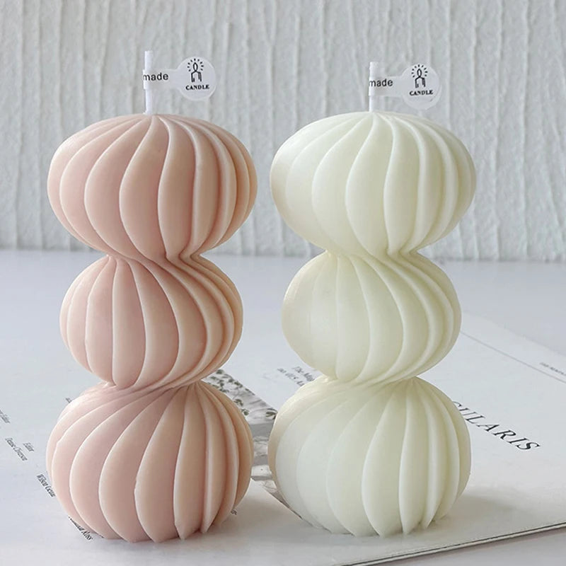 Nordic Wave Scented Candle – Elegant Striped Sphere