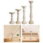 Wooden Candlestick Holder - Rustic Pillar Stand for Weddings and Home