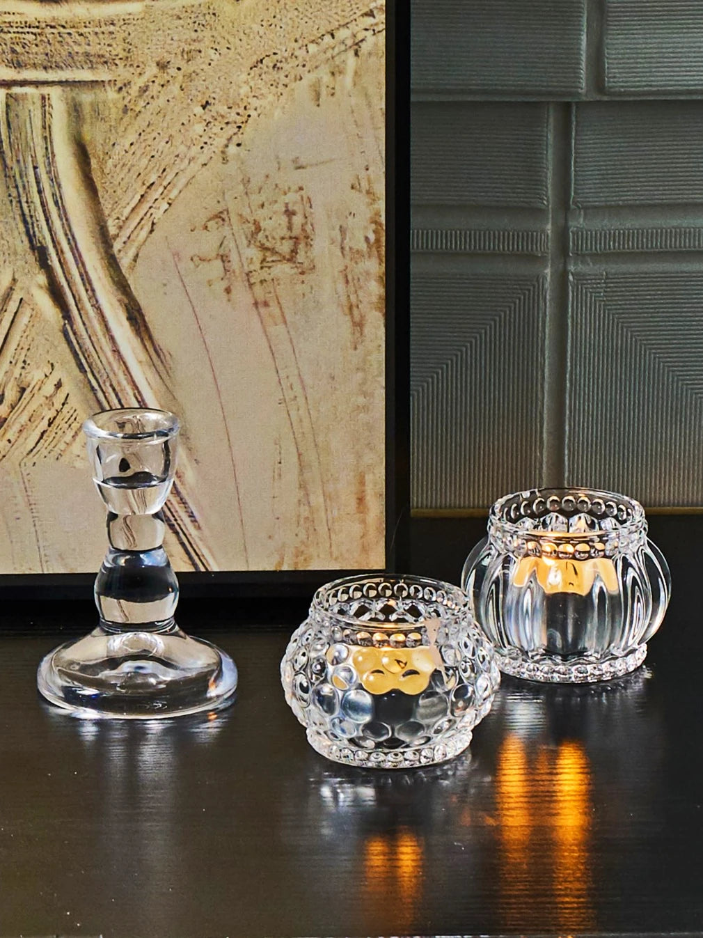 Nordic Pumpkin Glass Candle Holder - Tealight Accent for Home and Bar