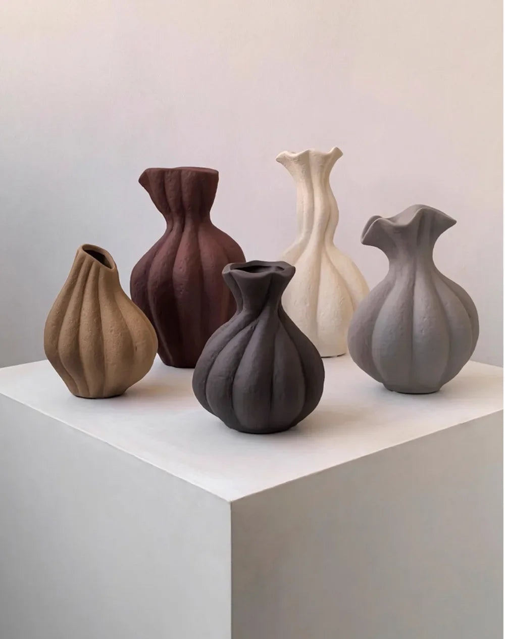 Pleated Ceramic Vase