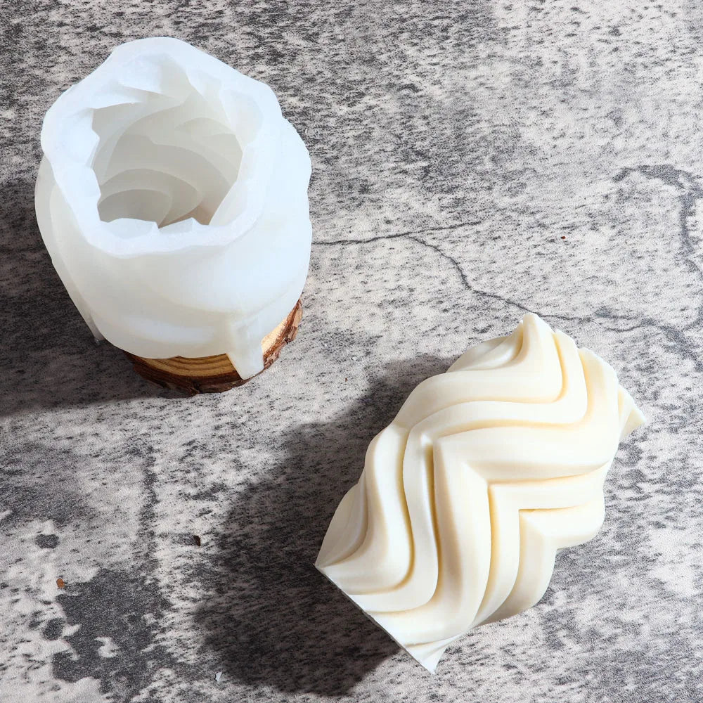Wavy Stripe Geometric Candle Silicone Mold – DIY Cylindrical Candle
