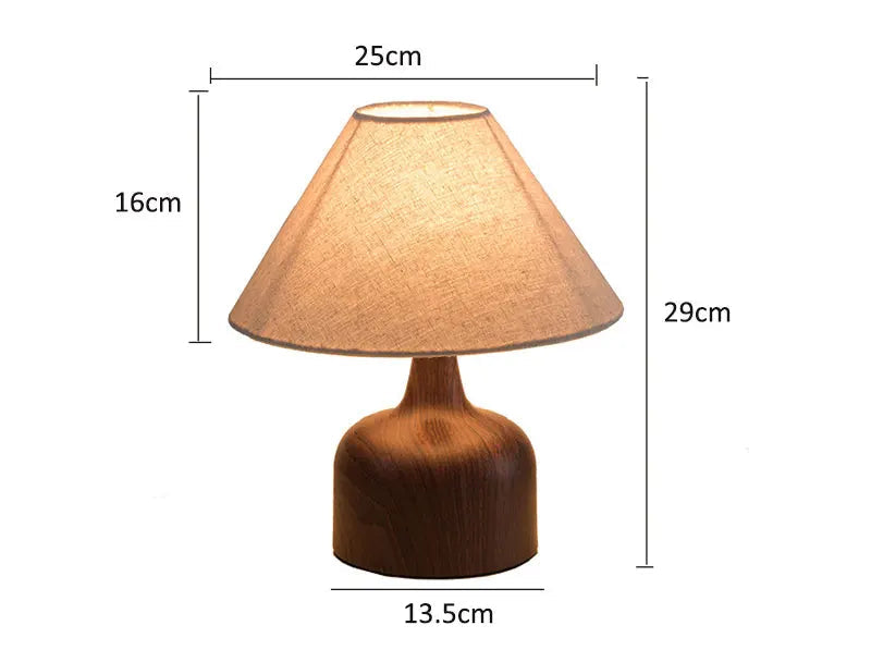 Japanese Wood-Grain Fabric Bedside Lamp