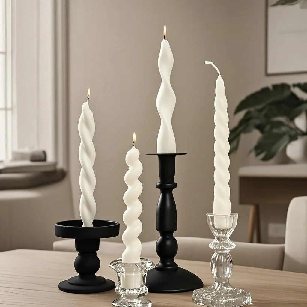 French Retro Spiral Scented Candle – Elegant Long Pole Candle