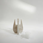 Travertine Stone U-Shaped Candle Stand - Modern Natural Elegance