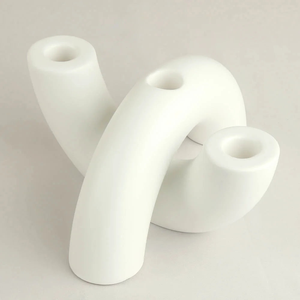 Nordic Geometric Arch Ceramic Candle Holder - Minimalist Pillar Stand