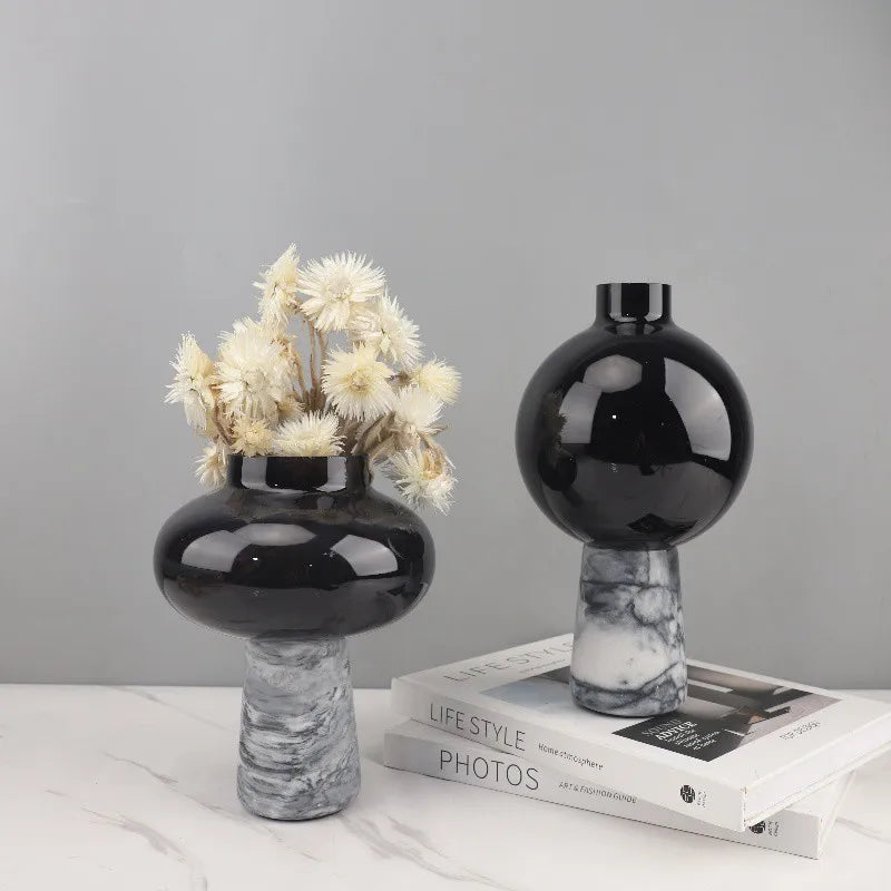 Smoked Glass Marble Vase