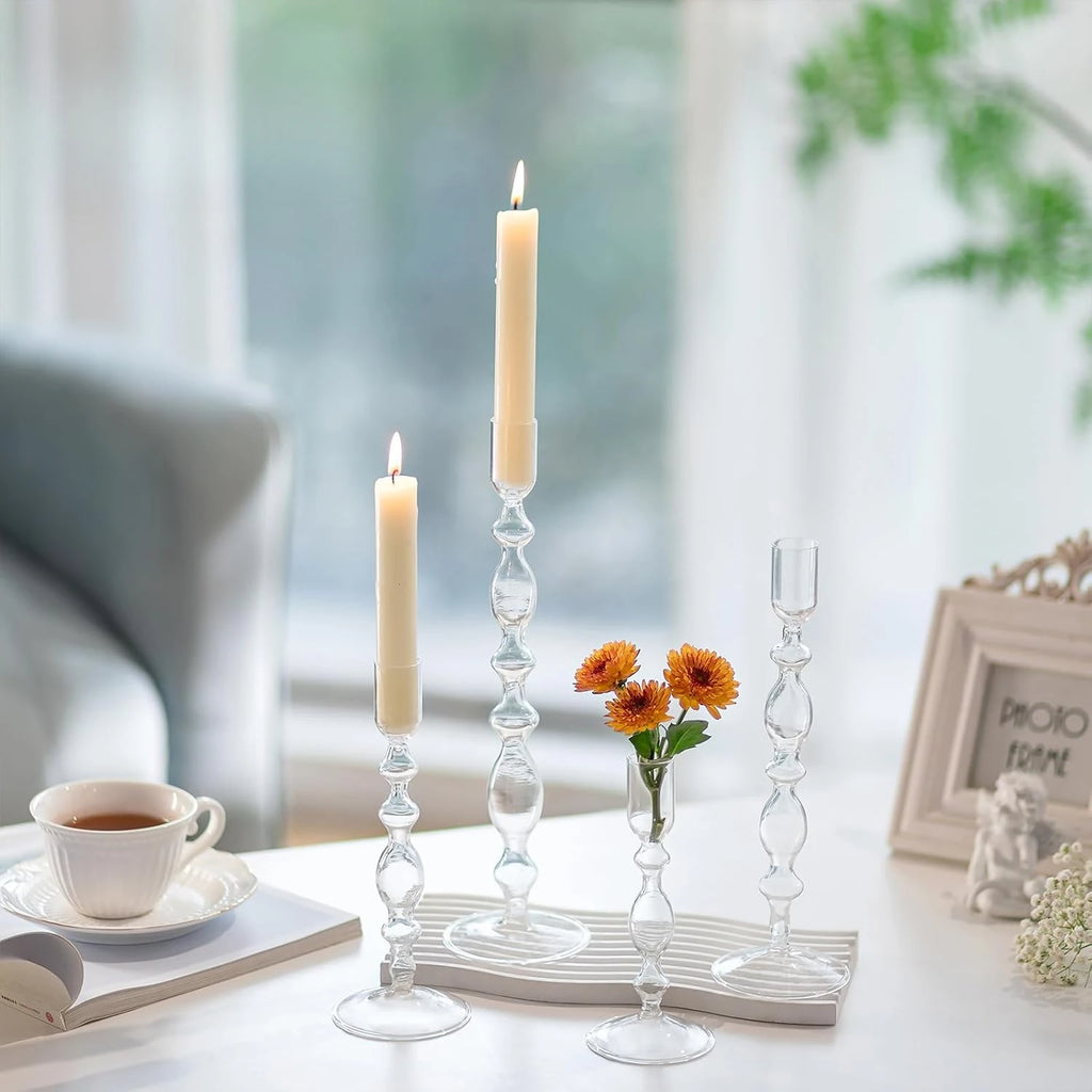 Vintage Glass Candlestick Set