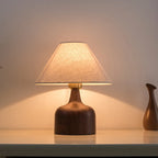 Japanese Wood-Grain Fabric Bedside Lamp