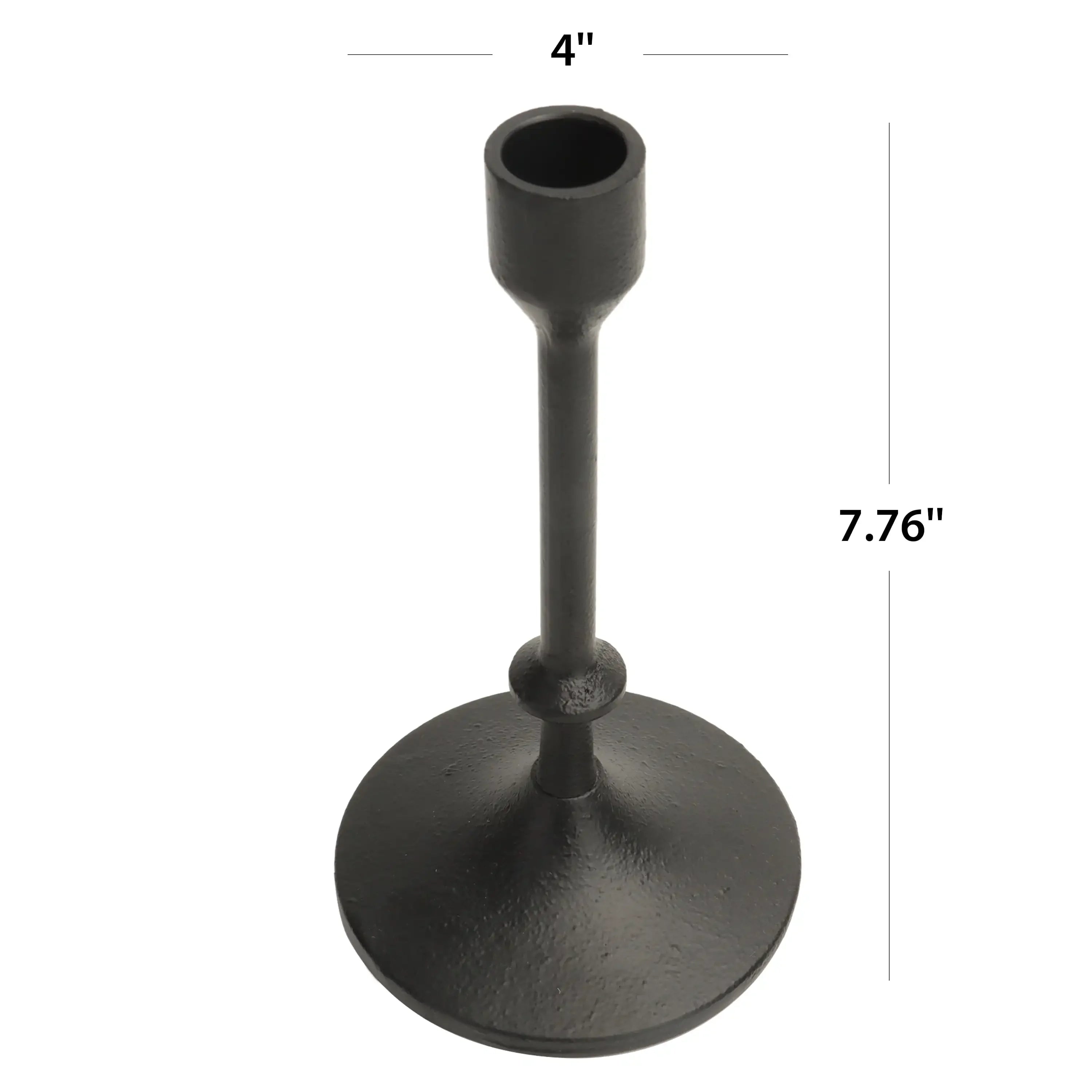 Black Cast Iron Taper Candle Holder - Rustic Farmhouse Centerpiece (7.8")