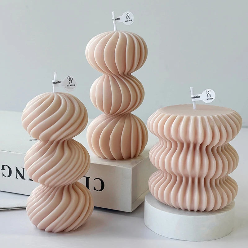Nordic Wave Scented Candle – Elegant Striped Sphere