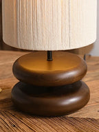 Japanese Walnut Wood Table Lamp - Soft Fabric Shade for Calm, Balanced Interiors