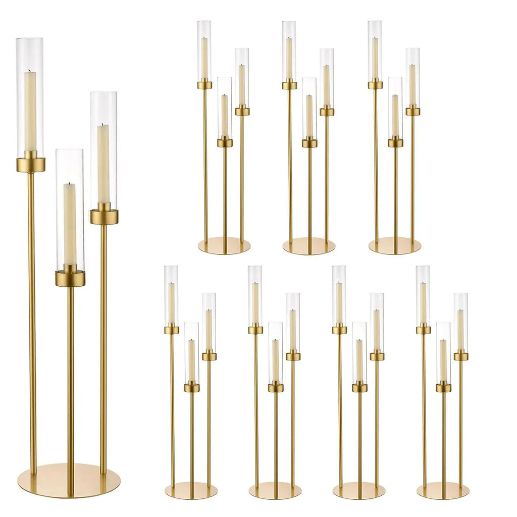 Gold 3-Arm Candelabra Set - Elegant Centerpieces for Weddings, Events & Home Décor