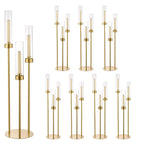 Gold 3-Arm Candelabra Set - Elegant Centerpieces for Weddings, Events & Home Décor